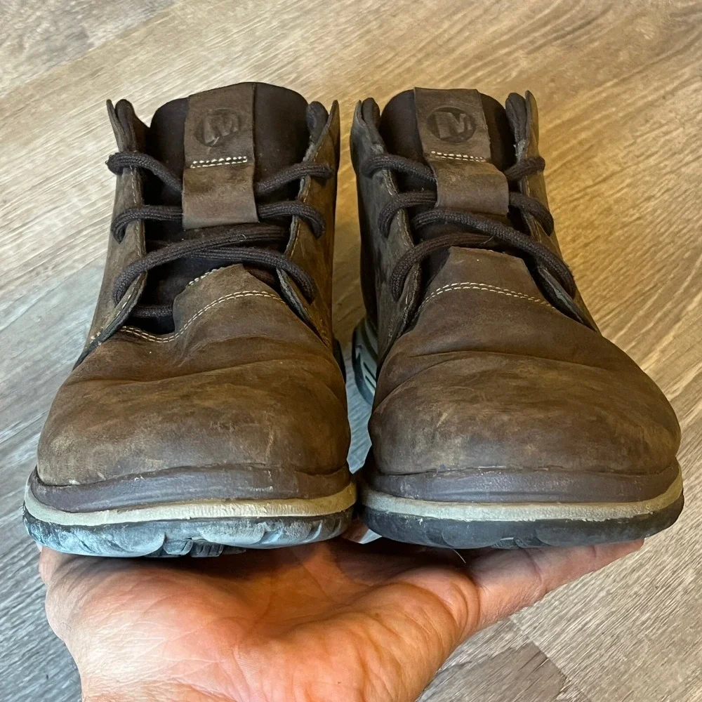 Merrell All Out Blazer Chukka Brown Leather Boots Mens 7 Wom 8.5, UK 6.5, EUR 40